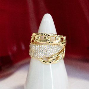Balara CZ Link Band Ring - Gold